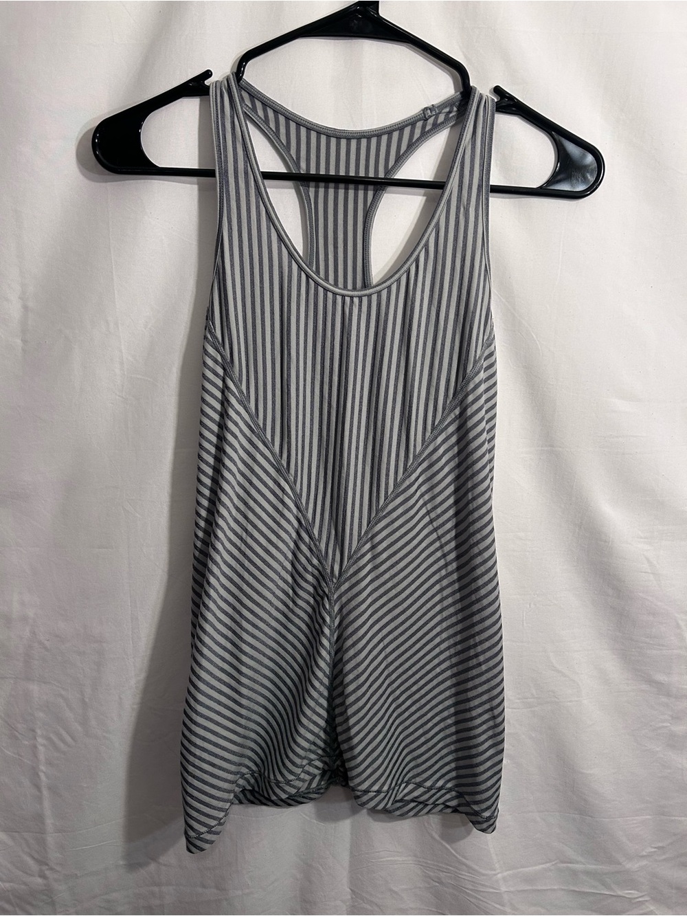 lululemon athletica Gray and White Striped Racerback Tank